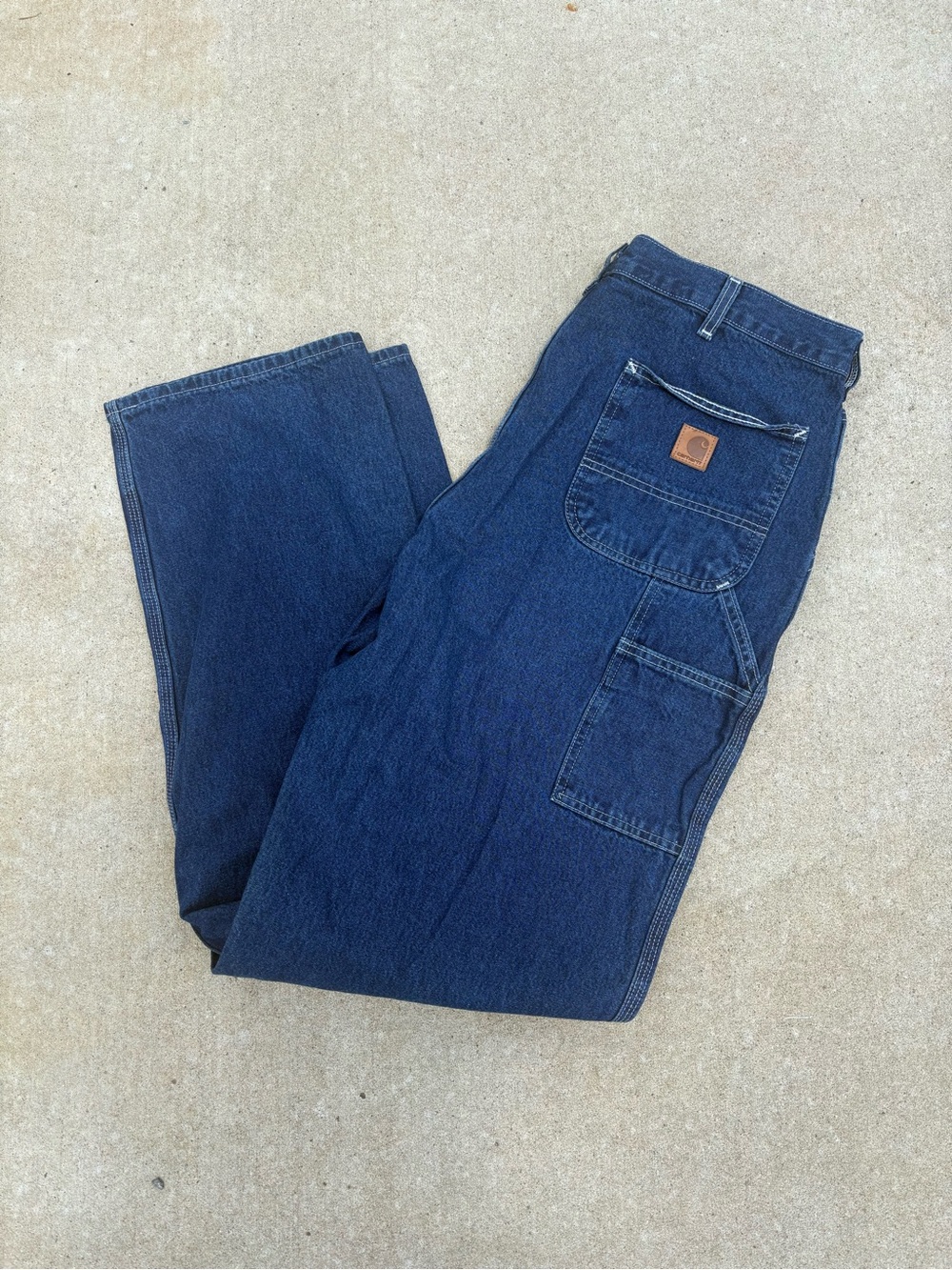 Carhartt Men's Indigo Blue Carpenter Jeans with Patch Pocket Loose/Original